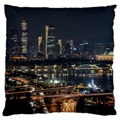 Seoul Building City Night View Large Flano Cushion Case (one Side) by Wegoenart