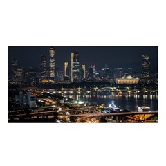 Seoul Building City Night View Satin Shawl 45  X 80  by Wegoenart