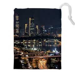 Seoul Building City Night View Drawstring Pouch (5xl) by Wegoenart