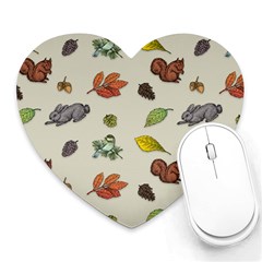 Autumn Fall Animals Nature Season Heart Mousepad by Wegoenart