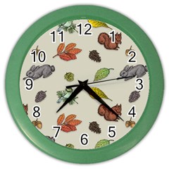 Autumn Fall Animals Nature Season Color Wall Clock by Wegoenart