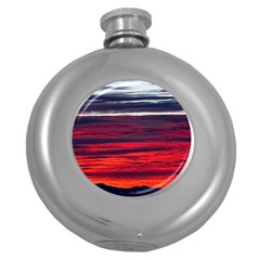 Morning Glow Dawn Sky Clouds Round Hip Flask (5 Oz) by Wegoenart