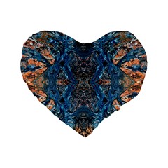 Lapislazuli Arabesque  Standard 16  Premium Flano Heart Shape Cushions