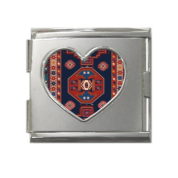 Armenian Old Carpet  Mega Link Heart Italian Charm (18mm)