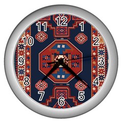 Armenian Old Carpet  Wall Clock (silver) by Gohar