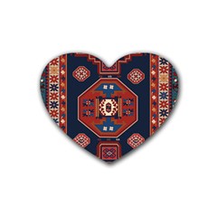 Armenian Old Carpet  Rubber Heart Coaster (4 Pack) by Gohar