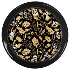 Natura Premium Golden Leaves Wall Clock (black) by ConteMonfrey