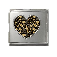 Natura Premium Golden Leaves Mega Link Heart Italian Charm (18mm) by ConteMonfrey