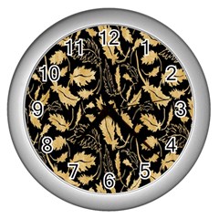 Natura Premium Golden Leaves Wall Clock (silver) by ConteMonfrey