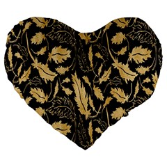 Natura Premium Golden Leaves Large 19  Premium Flano Heart Shape Cushions by ConteMonfrey