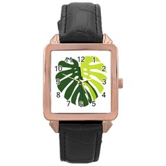 Monstera  Rose Gold Leather Watch  by ConteMonfrey