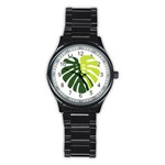 Monstera  Stainless Steel Round Watch Front