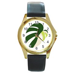 Monstera Round Gold Metal Watch by ConteMonfrey