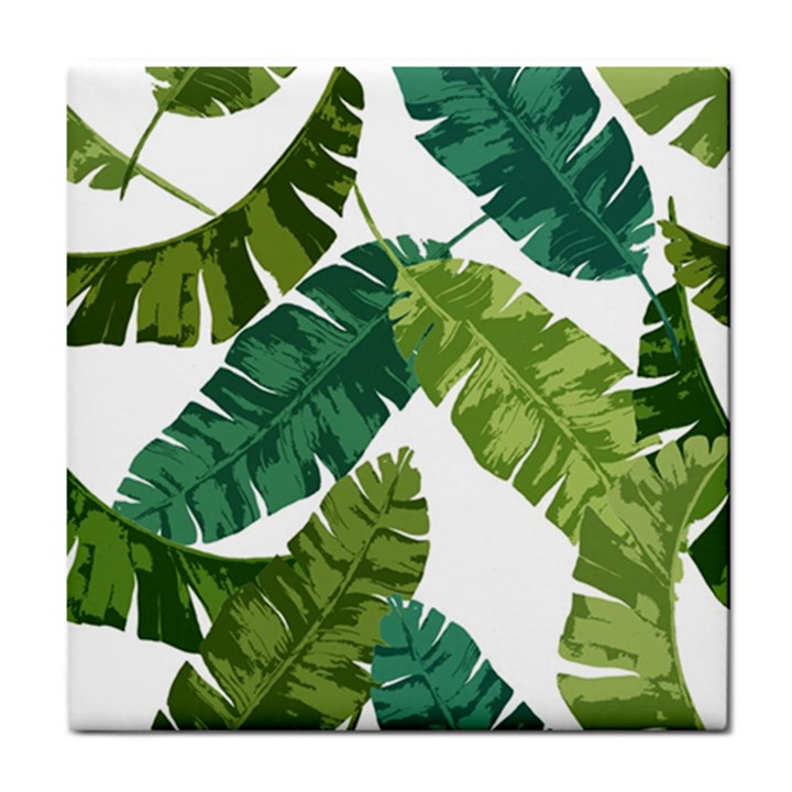 Banana Leaves Tropical Tile Coaster