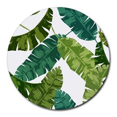 Banana Leaves Tropical Round Mousepad by ConteMonfrey