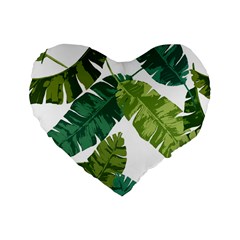 Banana Leaves Tropical Standard 16  Premium Heart Shape Cushions by ConteMonfrey