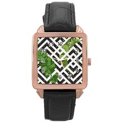 Modern Garden Rose Gold Leather Watch  by ConteMonfrey