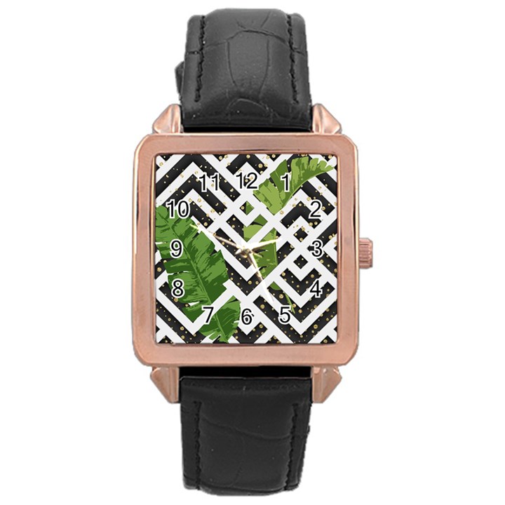 Modern Garden Rose Gold Leather Watch 