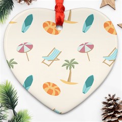 Cool Summer Pattern - Beach Time!   Ornament (heart) by ConteMonfrey