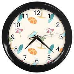 Cool Summer Pattern - Beach Time!   Wall Clock (black) by ConteMonfrey