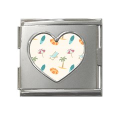 Cool Summer Pattern - Beach Time!   Mega Link Heart Italian Charm (18mm) by ConteMonfrey