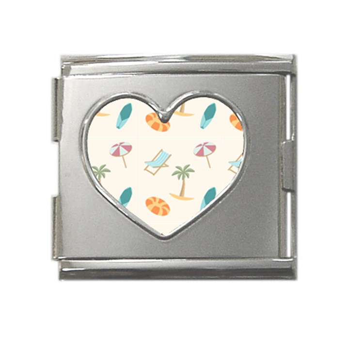 Cool Summer Pattern - Beach Time!   Mega Link Heart Italian Charm (18mm)