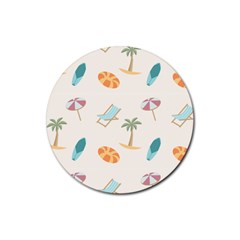 Cool Summer Pattern - Beach Time!   Rubber Coaster (round) by ConteMonfrey