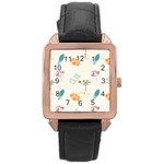 Cool Summer Pattern - Beach Time!   Rose Gold Leather Watch  Front