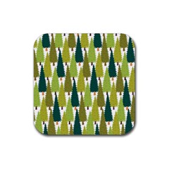 Pine Trees   Rubber Coaster (square) by ConteMonfrey