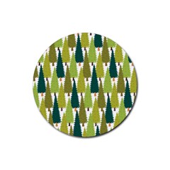 Pine Trees   Rubber Round Coaster (4 Pack) by ConteMonfrey