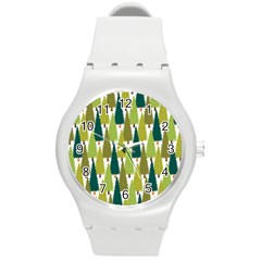 Pine Trees   Round Plastic Sport Watch (m) by ConteMonfrey