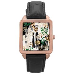 Modern Jungle Rose Gold Leather Watch  by ConteMonfrey