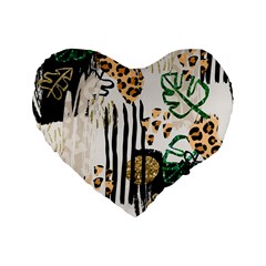 Modern Jungle Standard 16  Premium Flano Heart Shape Cushions