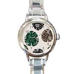 Colorful Monstera  Round Italian Charm Watch by ConteMonfrey