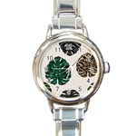 Colorful Monstera  Round Italian Charm Watch Front