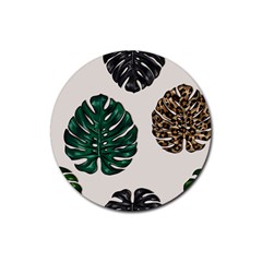 Colorful Monstera  Rubber Coaster (round) by ConteMonfrey