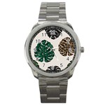 Colorful Monstera  Sport Metal Watch Front