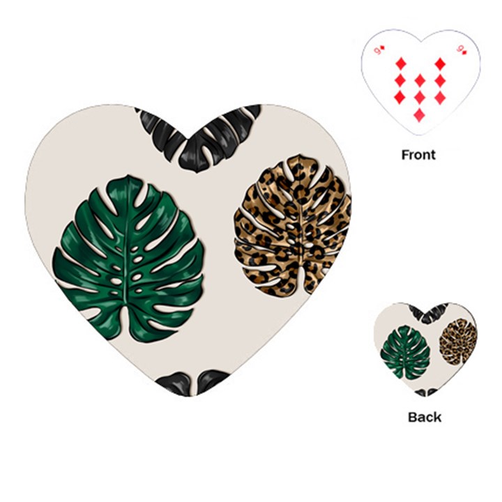 Colorful Monstera  Playing Cards Single Design (Heart)