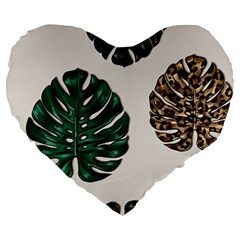 Colorful Monstera  Large 19  Premium Flano Heart Shape Cushions by ConteMonfrey