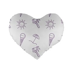 Doodles - Beach Time! Standard 16  Premium Heart Shape Cushions by ConteMonfrey