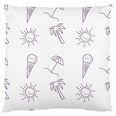 Doodles - Beach Time! Large Flano Cushion Case (two Sides) by ConteMonfrey