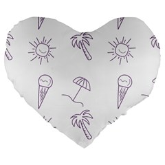 Doodles - Beach Time! Large 19  Premium Flano Heart Shape Cushions by ConteMonfrey