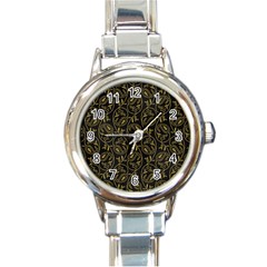 Classy Golden Leaves   Round Italian Charm Watch by ConteMonfrey