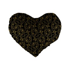 Classy Golden Leaves   Standard 16  Premium Flano Heart Shape Cushions