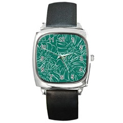 Tropical Monstera  Square Metal Watch by ConteMonfrey