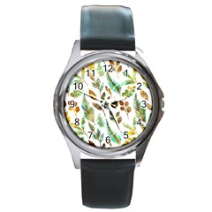 Leaves And Feathers - Nature Glimpse Round Metal Watch by ConteMonfrey