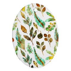 Leaves And Feathers - Nature Glimpse Ornament (oval) by ConteMonfrey