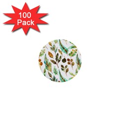 Leaves And Feathers - Nature Glimpse 1  Mini Buttons (100 Pack)  by ConteMonfrey