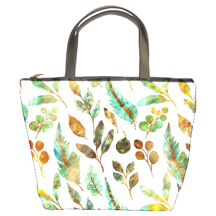 Leaves And Feathers - Nature Glimpse Bucket Bag