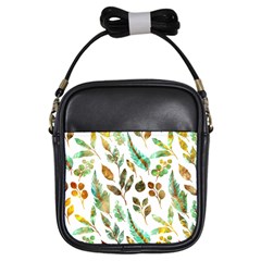 Leaves And Feathers - Nature Glimpse Girls Sling Bag by ConteMonfrey